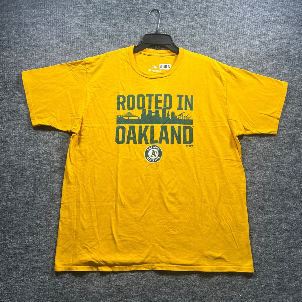 Fanatics Oakland Athletics Rooted In Oakland Yellow Graphic T-Shirt Mens XL